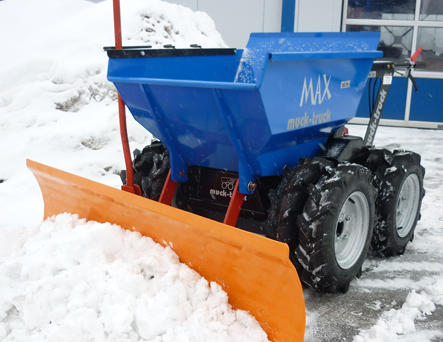 Muck Truck Max dumper with snow plow accessory